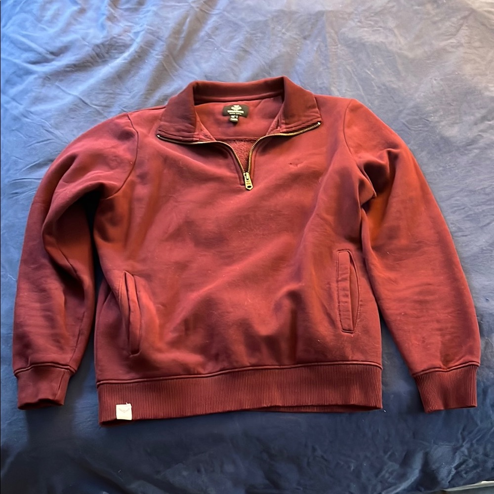 THREADBARE Burgundy Quarter Zip Up Sweater